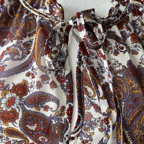 💜AMANDA GREEN * Elegant top with ruffles around neck and wrists Sz M Pa… - Picture 3 of 9